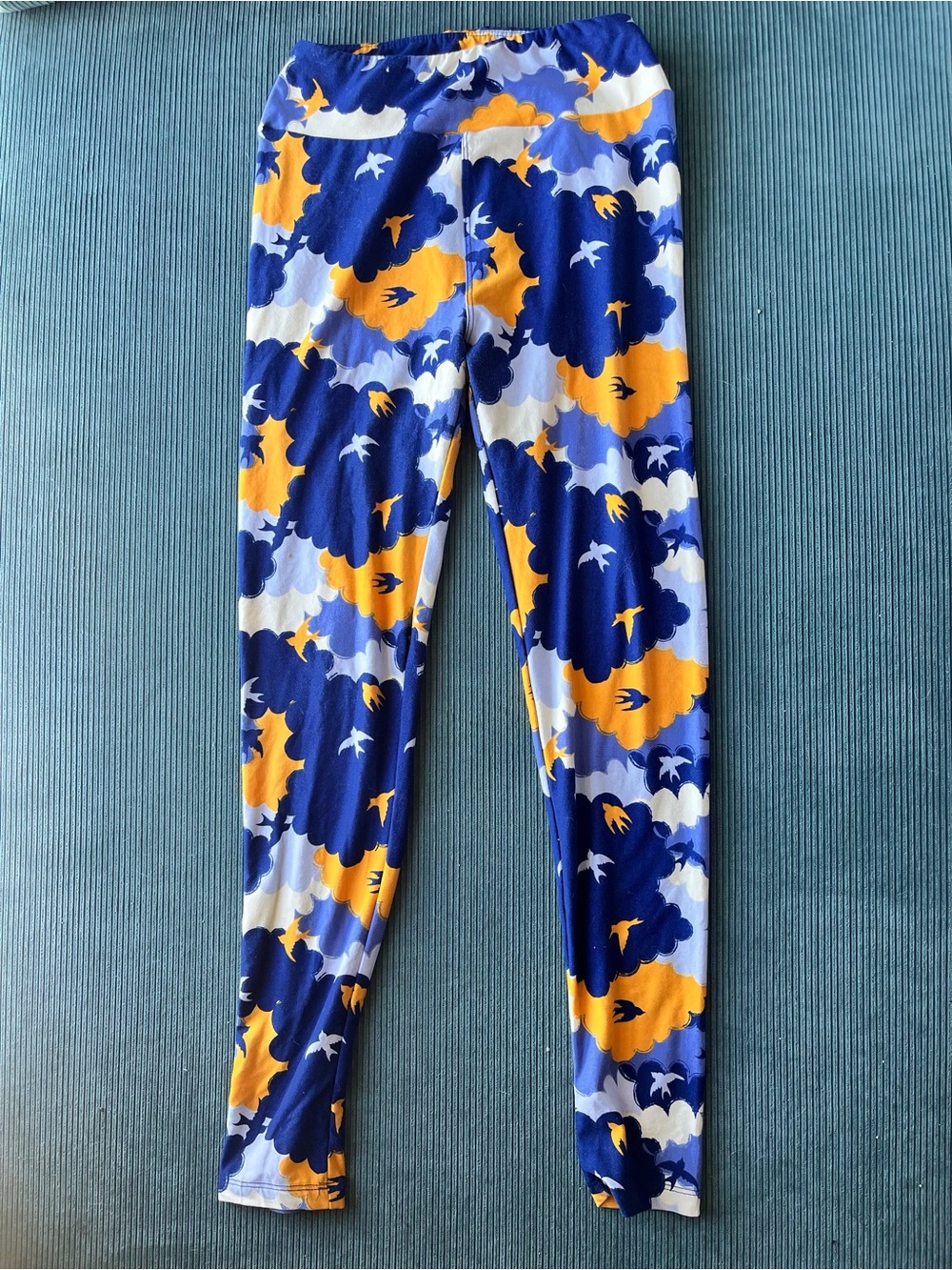 NWOT Lularoe Leggings OS Bird Sky Pajama Comfortable Loungewear Tights Blue
